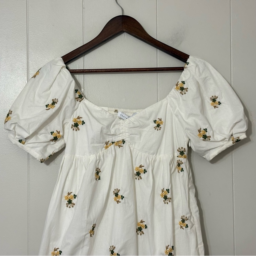 Endless Rose Puff Sleeve Milkmaid Mini Dress XS White Floral Embroidered NWT - Picture 2 of 11